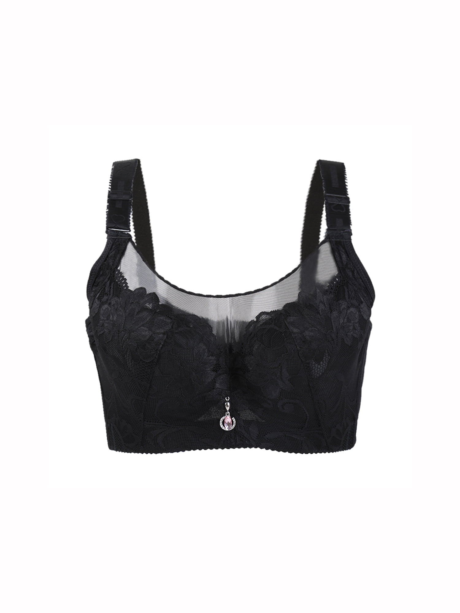 Women Breathable Lace Front Push Up Convertible Underwire Cami Bra