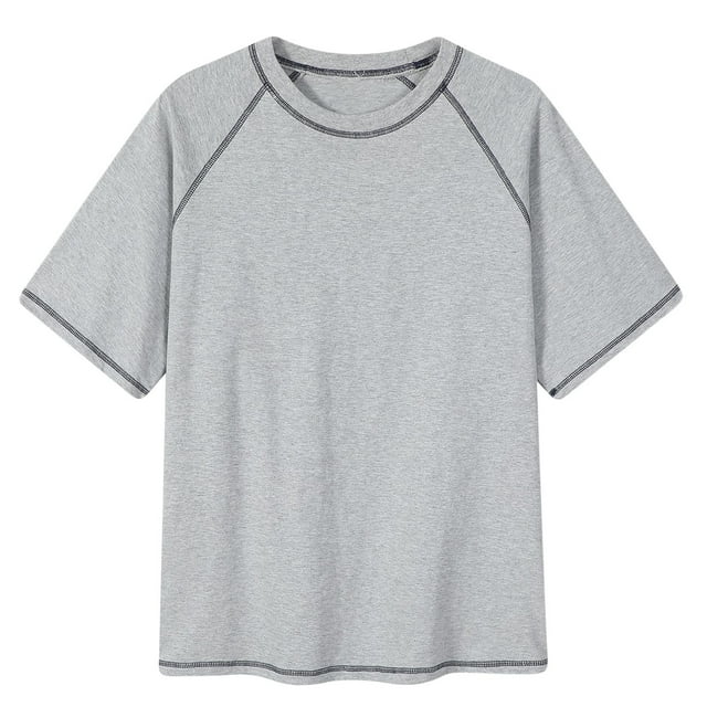 Styesk T-Shirts pour Homme T-shirt Rétro Décontracté pour Homme Couleur Unie Col Rond Collection Coupe Ample Manches d'Épaule