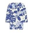 thumbnail image 4 of 3/4 Sleeve Womens Floral Tops, Button V Neck T Shirts Blouse Eyelet Flowy Tee Trendy Loose Blouse Dark Blue XXL, 4 of 5