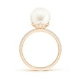 thumbnail image 2 of Angara Classic Freshwater Cultured Pearl & Diamond Solitaire Ring in 14K Rose Gold for Women | June Birthstone Jewelry for Her, 2 of 7