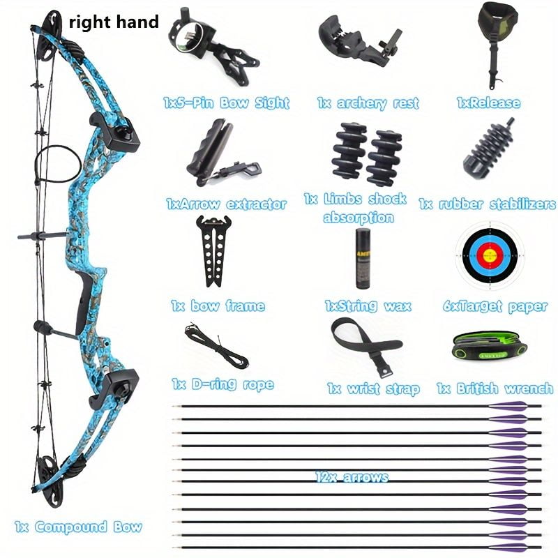 AMEYXGS Archery 30-55lbs Compound Bow 310fps Archery Let-off 70% Shoot Hunting Pulley Bow Arrow