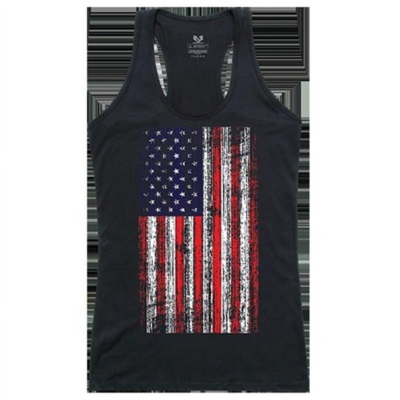 Rapid Dominance G02-800-BLK-03 Distressed Flag Graphic Tanks, Black - Large