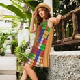 thumbnail image 2 of Balery Colorful Building Blocks A Vestidos de verano para mujer con estampado: vestido holgado sin mangas, vestido playero informal y cómodo para días calurosos., 2 of 7