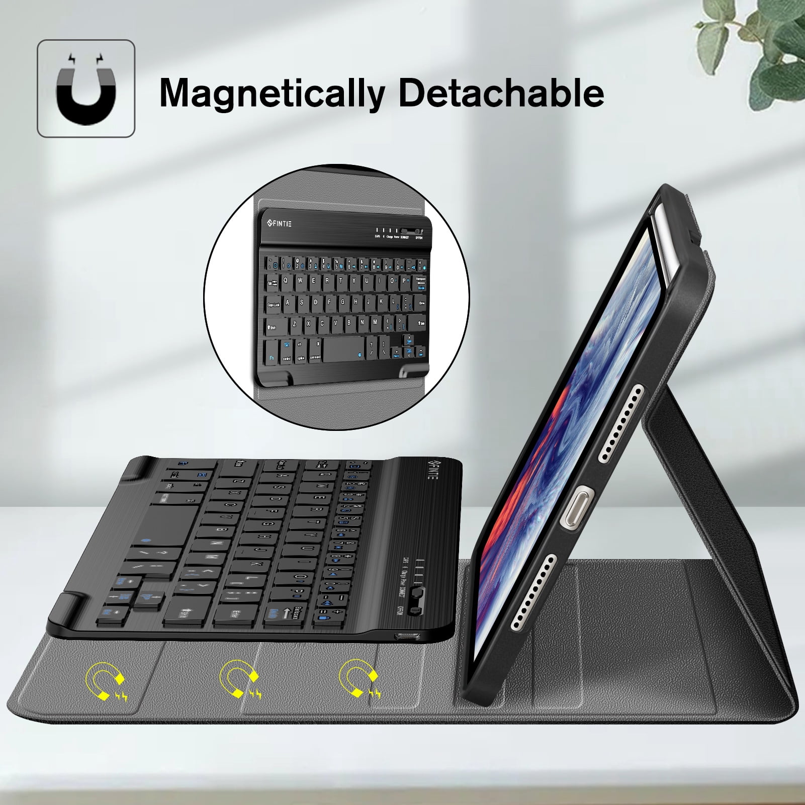 Keyboard Case for iPad mini 6 2021with Pencil Holder, Fintie Soft TPU Back Stand Cover with Magnetically Detachable Wireless Bluetooth Keyboard for 8.3" iPad mini 6th Generation, Black