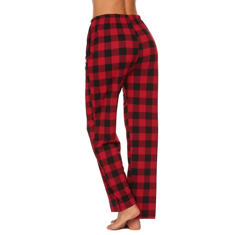 Adult Women Men Unisex Pajama Drawstring Pants Plaid Red White Black Cotton PJ  Bottoms Fall Pocket Pajama Set Small Medium Large XL -  Denmark