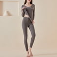 thumbnail image 3 of Women Thermal Underwear Set Fleece Seamless Bodycon Warm Solid Color, 3 of 8