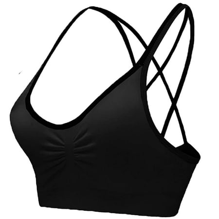 

Elbourn Sexy Sports Bras Women s Medium Support Cross Back Wirefree Removable Cups Yoga Sport Bra Workout Tops For Women 1 Pack