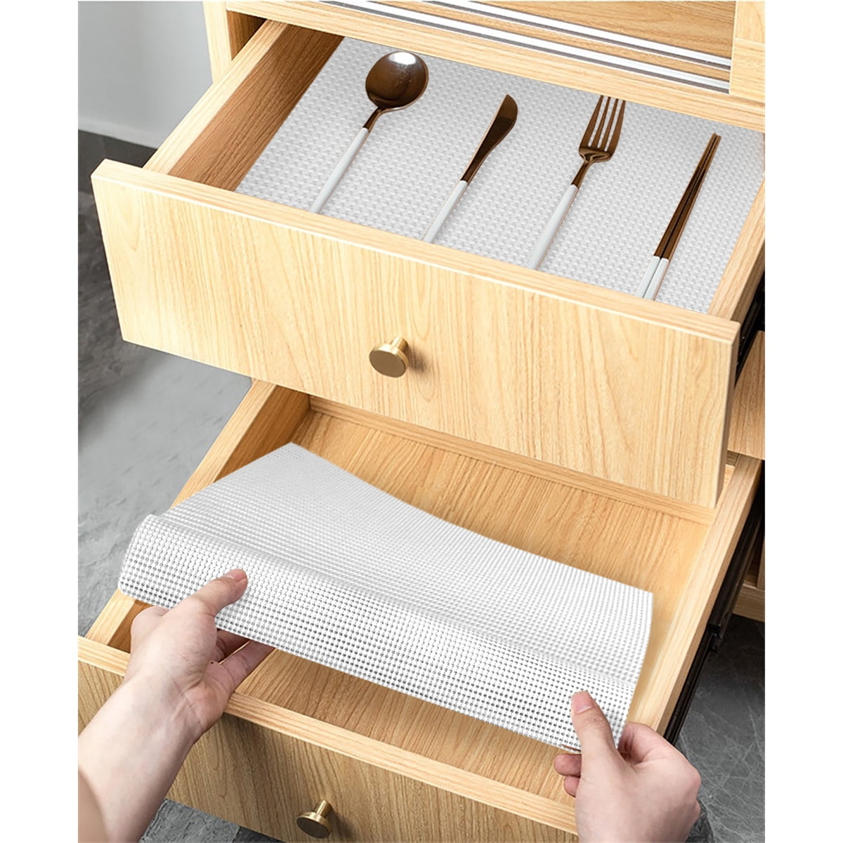 Drawer and Shelf Liner, Non Adhesive Roll, 20 Inch x 10 FT, Durable and  Strong, Grip Liners for Drawers, Shelves, Cabinets, Storage, Kitchen and  Desks, White 
