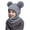 Grey, variant on Baby Winter Knit Hat with Soft Pom Poms, Toddler Pullover Style Beanie with Integrated Neck Warmer, Cute Animal Ear Design Fleece Lined Cap for Infants and Kids Cold Weather Protection - Beige
