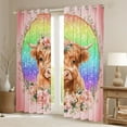 thumbnail image 2 of Homewish Rustic Cow Animal Curtains Pack of 2 (42x84 Each) for Teen, Pink Romantic Rose Curtains Blackout, Fashion Sequin Print Bedroom Curtains, Curtains and Drapes Decor, 2 of 6