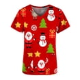 thumbnail image 4 of LSLJS Hauts pour Femmes à la Mode à Manches Courtes à Col en V Uniforme de Travail de Noël Imprimé avec Poche Blouse Hauts, Hauts de Sarrau de Noël, 4 of 5