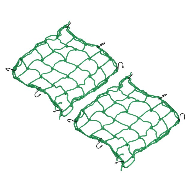 Unique Bargains 15x15' Extendable Motorcycle Cargo Net Luggage Debris Tie Down Net with Hooks Green 2 Pack