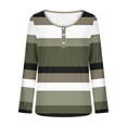 thumbnail image 7 of XuJwPNcy Womens Long Sleeve Striped Henley Tops Casual Loose Fit Color Block Blouse Spring Fall Tunic Shirts(Army Green,Large), 7 of 7