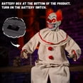 thumbnail image 7 of Halloween Animatronic Sitting Clown Animated Decorations - Sound Activated with Creepy Sound, Light Up Eyes, Scary Move, Haunted House Holiday Spooky Decor Horror Prop, for Indoor Outdoor, 7 of 7
