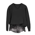 thumbnail image 6 of RongHuan Sweatshirt for Women Raglan Long Sleeve V Neck Pullover Sweat Shirts Ladies Fall Lightweight Casual Going Out Tops, 6 of 7