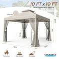 thumbnail image 3 of COOS BAY 10x10 Outdoor Patio Gazebo with Mosquito Netting and Corner Shelves, Two-Tier Soft Top Canopy for Backyard, Lawn, Deck and Garden, Beige, 3 of 8