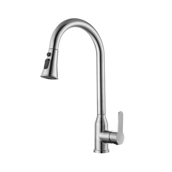 Stainless Steel Kitchen Faucet with Pull Down Sprayer, Brushed Nickel High Arc Single Handle Faucet Brushed Nickel   Stainless Steel
