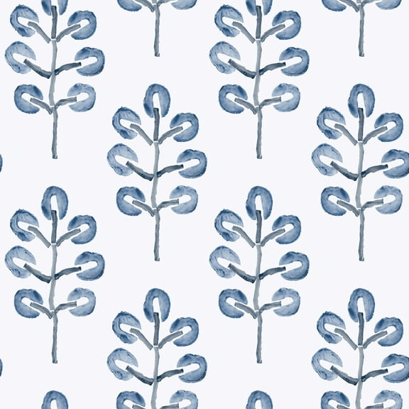 Chesapeake Plum Tree Blue Botanical Wallpaper, 20.5-in by 33-ft, 56.38 sq. ft.
