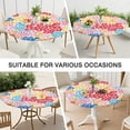 thumbnail image 7 of Vibrant Boho Floral Print Elastic Hem Tablecloth - Round Table Cover for Kitchen Patio - Fits 52 to 56 Inch, 7 of 7