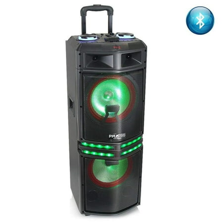 Wireless Battery Powered Pa System - Wireless Portable PA Speaker System - 500 W Battery Powered Rechargeable Sound Speaker and Microphone Set with Bluetooth MP3 USB Micro SD FM Radio AUX RCA DJ lights - For PA / Party - Pyle PADH122MPA