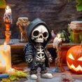 thumbnail image 2 of Halloween Decorations Skull Figurines, Gothic Skeletons Small Figurine Statue, Resin Crafts Cute Skull Ornament Memorial, Halloween Skull Gifts, 2 of 5