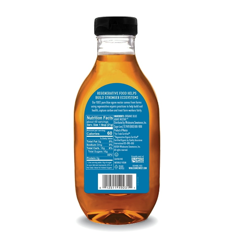 Wholesome Regenerative Organic Blue Agave Nectar, Fair Trade Sweetener for  Margaritas & Cocktails, 36oz Bottle - Walmart.com