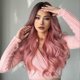 thumbnail image 3 of Synthetic Wig Pink Curly Wavy Wig Long Hairpiece, 3 of 5