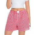 thumbnail image 3 of Cueply Plus Size Boxer Shorts for Women Summer Casual Lounge Sleep Plaid Shorts Gingham Pajama Y2K Beach Bottoms, 3 of 9