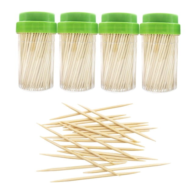 Palillos de madera de bambú con tapa azul, 1000 unidades con soporte para 4 botellas