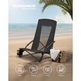 thumbnail image 3 of Set of 2 Camping Chairs, Beach Chairs, Portable Outdoor Chairs, with High Backrest, Cup Holder, Lightweight, Heavy-Duty, Max. Load 330 lb per Chair, Black, 3 of 8