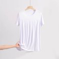 thumbnail image 1 of mfyjkho Tops Bohemios Para Mujer, Blusa Informal De Cuello Redondo De Manga Corta Y Color Liso Para Mujer, De Gran Tamaño Y Moda Tops Para Salir Para Mujer Xxxxl, 1 of 6