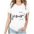 thumbnail image 2 of Daisyyozoid Nouvelles Arrivées Hauts pour Femmes Joyeuses Pâques Lettrage Imprimé Col Rond Manches Courtes Haut Manches Courtes Col Rond Chemise, 2 of 5
