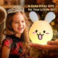 thumbnail image 5 of XYCCA Happy White Rabbit Night Light Silicone Soft Table Lamp Cartoon Touch Sensor Desk Lights Bedroom Nursing lamp Children's Room Decoration Table lamp Bookshelf Desk lamp (Happy Rabbit)-0625, 5 of 5