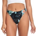 thumbnail image 1 of Balery Black Panther Floral Illustration Tangas de Algodón para Mujer con Estampado – Ropa Interior Sexy, Transpirable, G-string-X-Small, 1 of 6