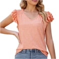 thumbnail image 1 of Pompotops Womens Spring And Summer Flounce V-neck Solid Color Bottom T-shirt Top Clearance, 1 of 7