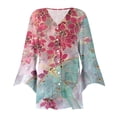 thumbnail image 2 of Sksloeg Women's Lightweight Open Front Cardigans 3/4 Sleeve Floral Printed Kimonos Casual Soft Drape Fall Cardigan Button Down T Shirts,Multicolor M, 2 of 6