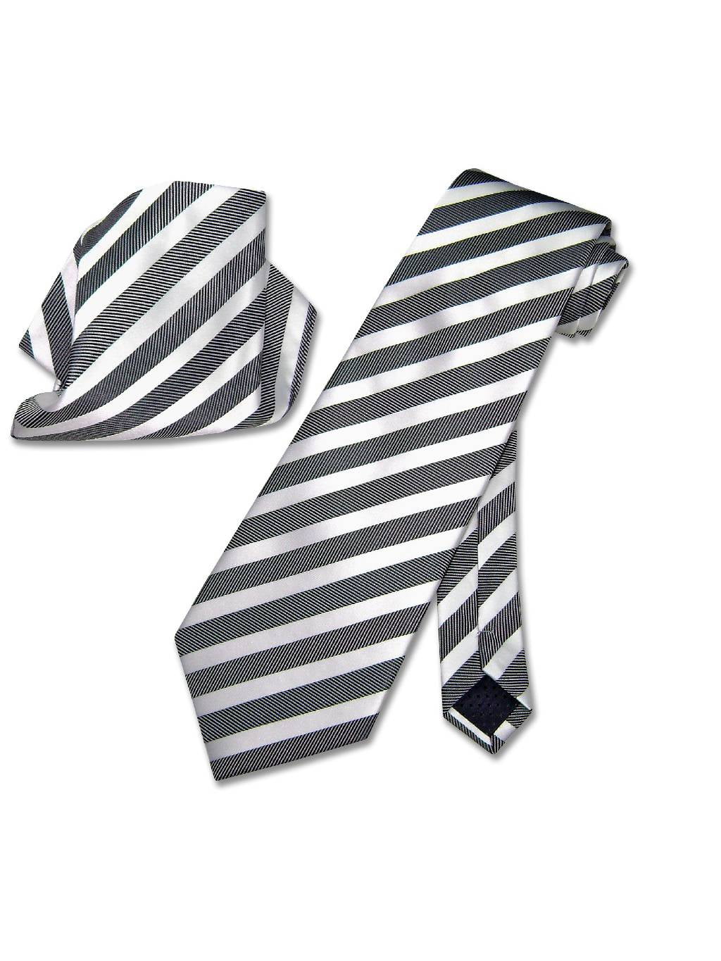 Men's Silver Check Grid Tie & Hanky Handkerchief Pocket Square Set Men's Silver Check Grid Tie & Hanky Handkerchief Pocket Square Set