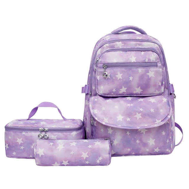 Juego de mochila de 3 uds con juegos de almuerzo, mochila para chicas adolescentes, mochila escolar con gradiente