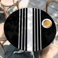 thumbnail image 3 of Black White Stripe Fitted Tablecloth with Elastic Edged, Round Table Cloth for Dining Table, Modern Rustic Vertical Striped Waterproof Oil Proof Table Cover for Indoor Outdoor 45"-54", 3 of 9