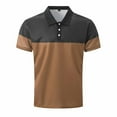 thumbnail image 3 of Iugvhana Men's Short Sleeve Buttons Polo Shirt Casual Pullover Turndown Collar Shirts Breathable Moisture Wicking Tees Brown XXXL, 3 of 8