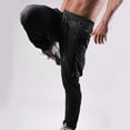 thumbnail image 5 of MRULIC jeans for men Trousers Causal Waist Pockets Plus-Size Joggers Pants Fit Cargo Soft Elastic Men's Slim Stylish Running Loose Men's pants Men Cargo Pants Black + XL, 5 of 9