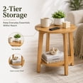 thumbnail image 3 of Atilioo 2-Tier Round End Table, Small Side Table with Lower Storage Shelf, Solid Wood Legs for Sofa, Living Room, Bedroom, Natural Wood, 3 of 9