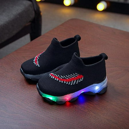 

YOHOME Children Baby Girls Boys Breathable Mesh Led Luminous Sport Run Sneakers