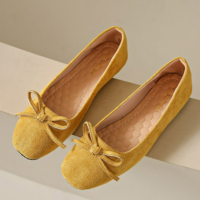 Tawop Shoes Women Womens Dress Shoes Work Shoes Flats Round Toe Casual Bow Yellow 5, Women's, Size: 35(US:5) Tawop Shoes Women Womens Dress Shoes Work Shoes Flats Round Toe Casual Bow Yellow 5, Women's, Size: 35(US:5)