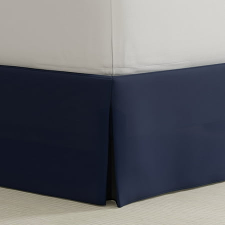 BedMaker's Wrap-Around Hassle Free, Never Lift Your Mattress Tailored Bed Skirt, 14" Drop Length, Navy, Twin
