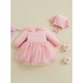 thumbnail image 3 of Bagilaanoe Toddler Baby Girl Party Dress Ruffle Long Sleeve A-line Princess Dresses + Hat 6M 12M 18M 24M 3T Kid Patchwork Tulle Skirt, 3 of 8