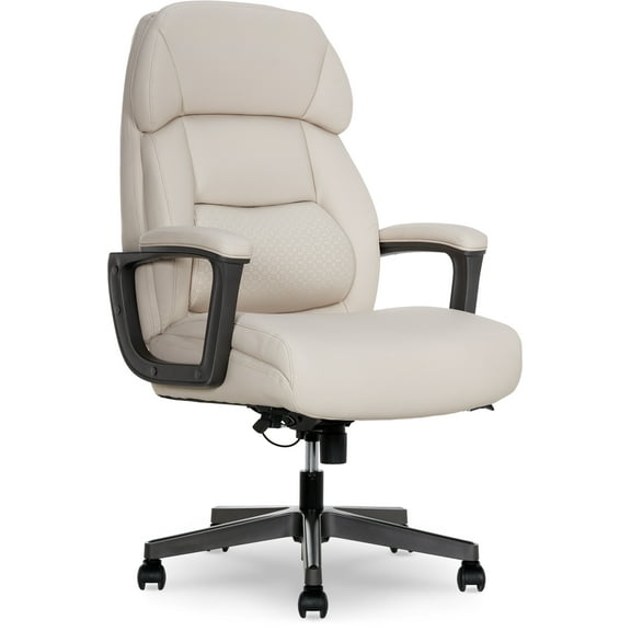 Shaquille O'Neal Rion Ergonomic Heavy-Duty Office Chair, PureSoft Upholstery, High-Back Desk Chair with 400 lb Capacity, Ivory