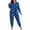 Blue, variant on Women's Long Sleeve Long Pants Pajama Set - Outdoor Wear Suitable Loungewear - Blue Size XXL