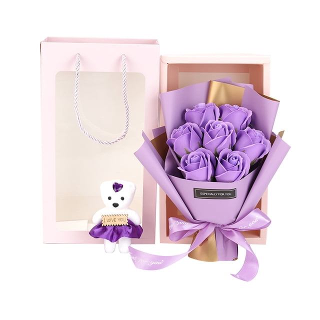 Fiudx Ramo de Rosas Artificiales, Elegante Decoración para Bodas, Romántico Detalle para El Hogar, Arreglo Floral Realista, Decoración para Bodas y Cafeterías, Caja de Regalo Incluida, 29 Cm de Alto.
