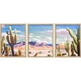 thumbnail image 2 of PixonSign Framed Canvas Print Wall Art Set - Pastel Vibrant Southwest Desert Landscape Art - Set of 3 Nature Cactus Mountain Range Wall Décor for Living Room, Bedroom - 12"x16" Panels Natural, 2 of 5